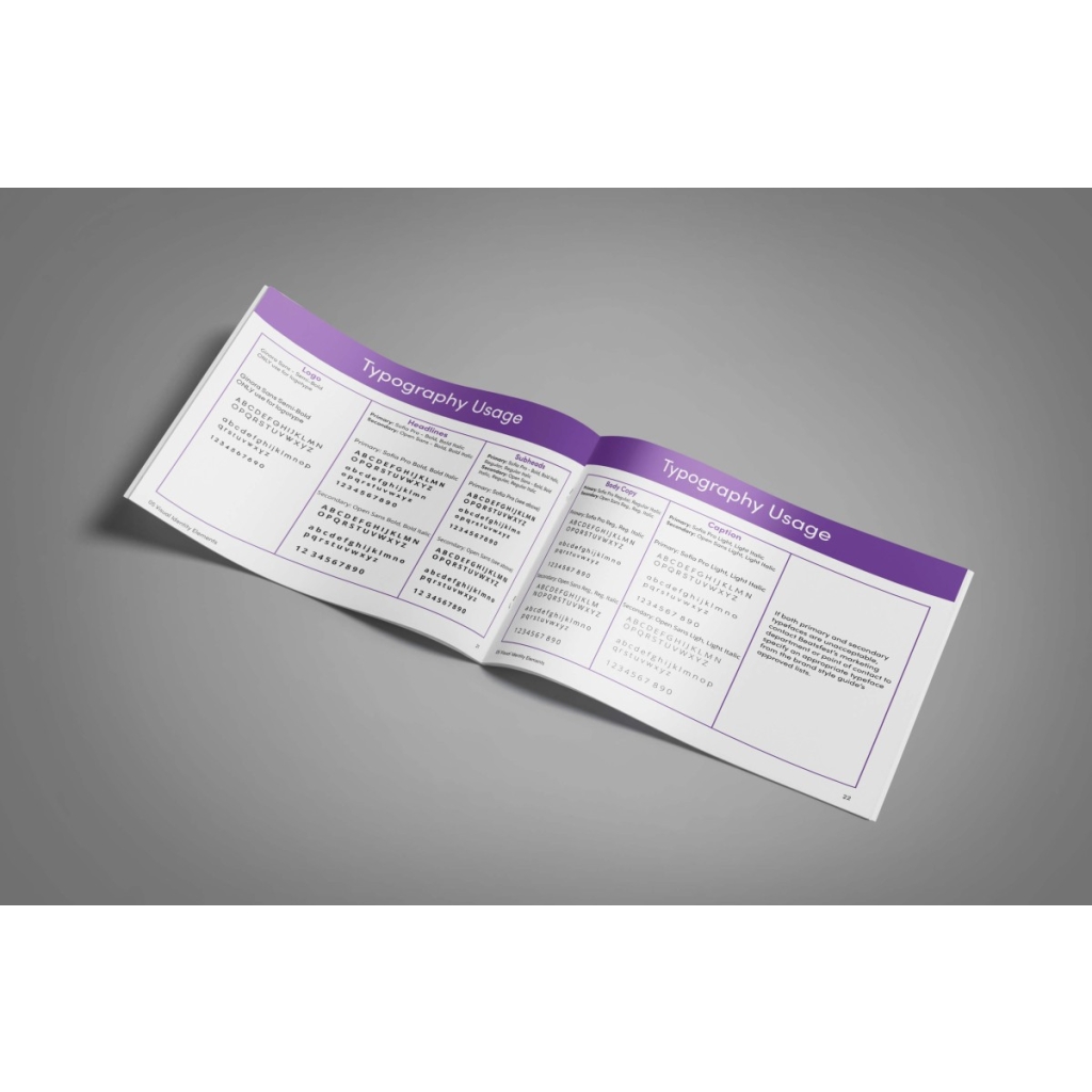Beatsfest's brand style guide typography usage page on a purple background