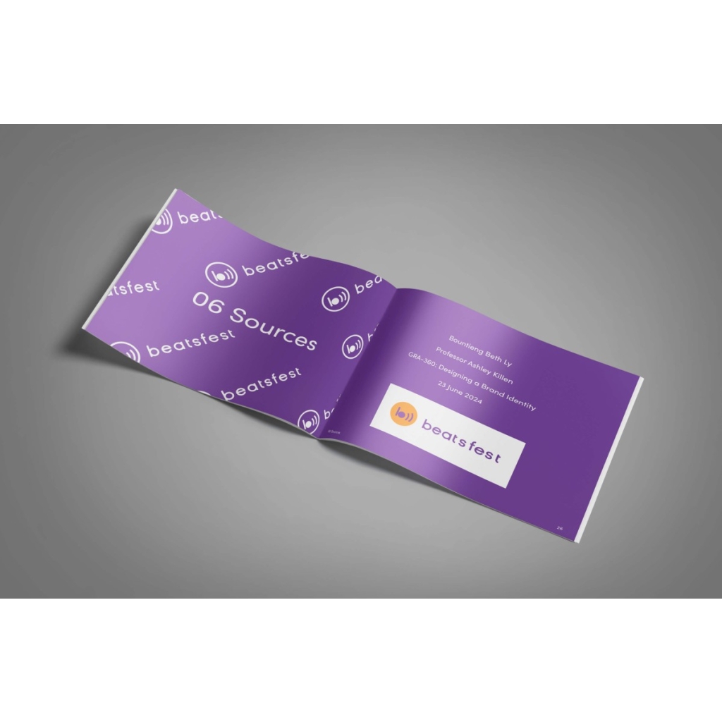 Beatsfest's brand style guide source page on a purple background